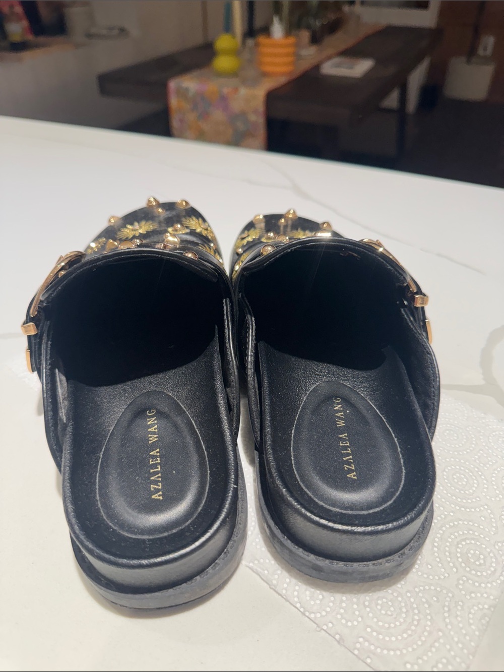 Azzalea Wang Black Embellished Women's Mules